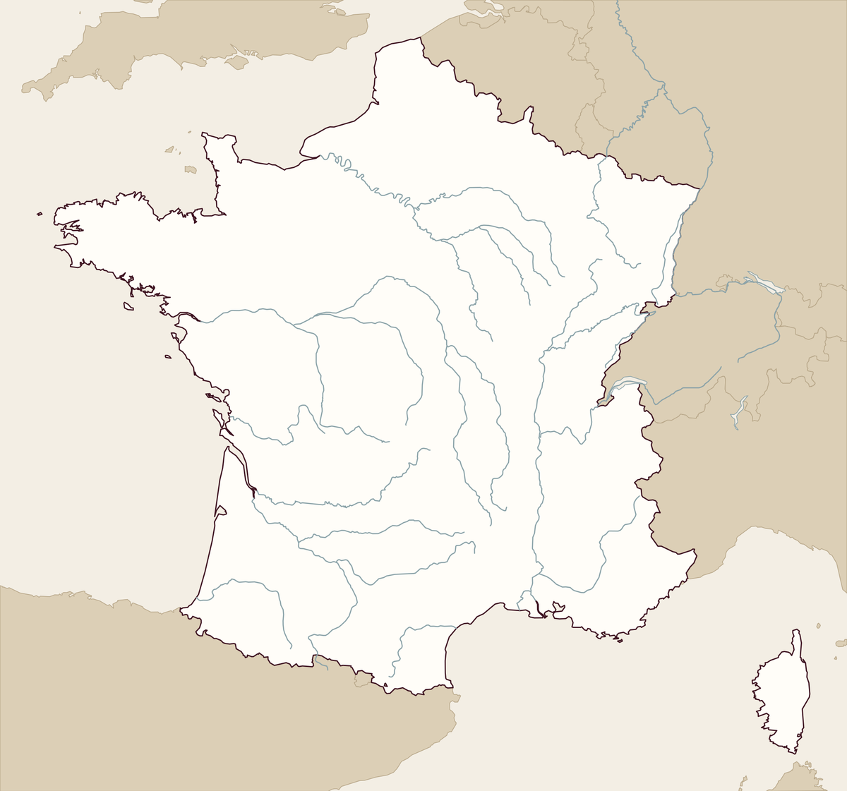 Blank map of France