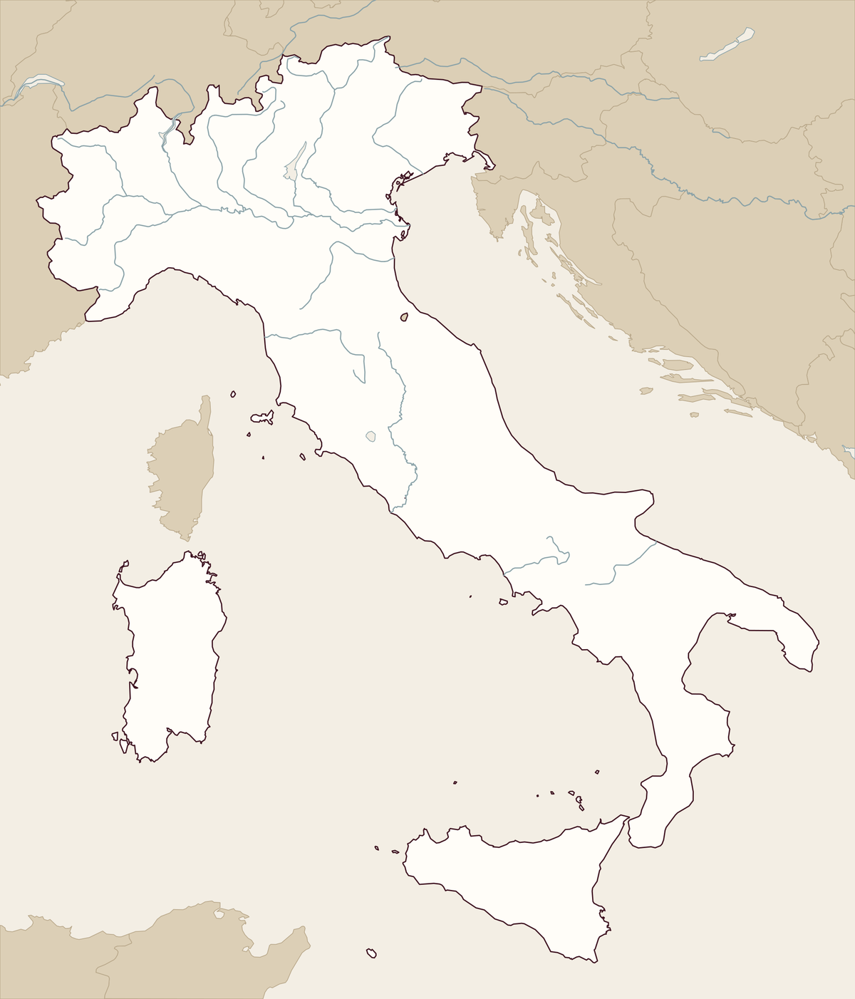 Blank map of Italy