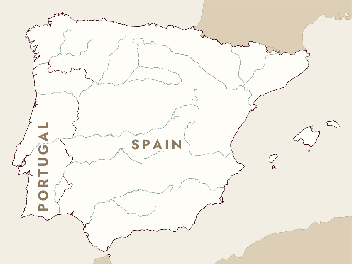 Blank map of Spain & Portugal